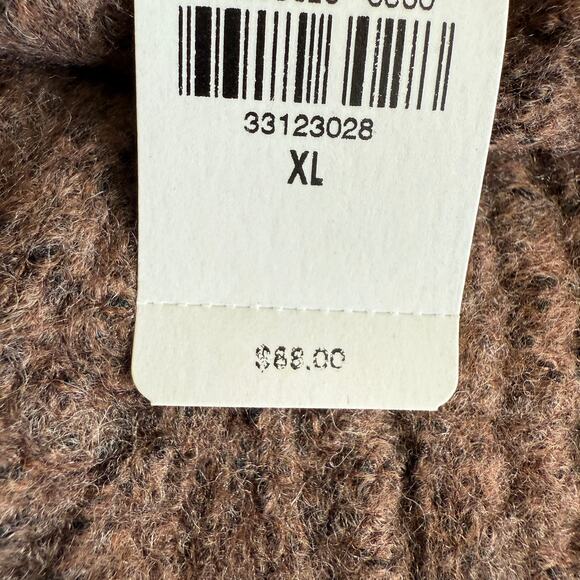 Express Sweater Jumper Women XL Brown Wool Cable Knit Cropped Boxy Dark Academia - Picture 8 of 10